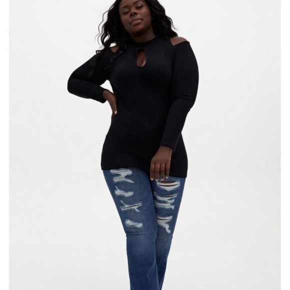 Torrid Foxy Cold Shoulder Long Sleeve Cut Out Top Size 6 - Picture 10 of 10